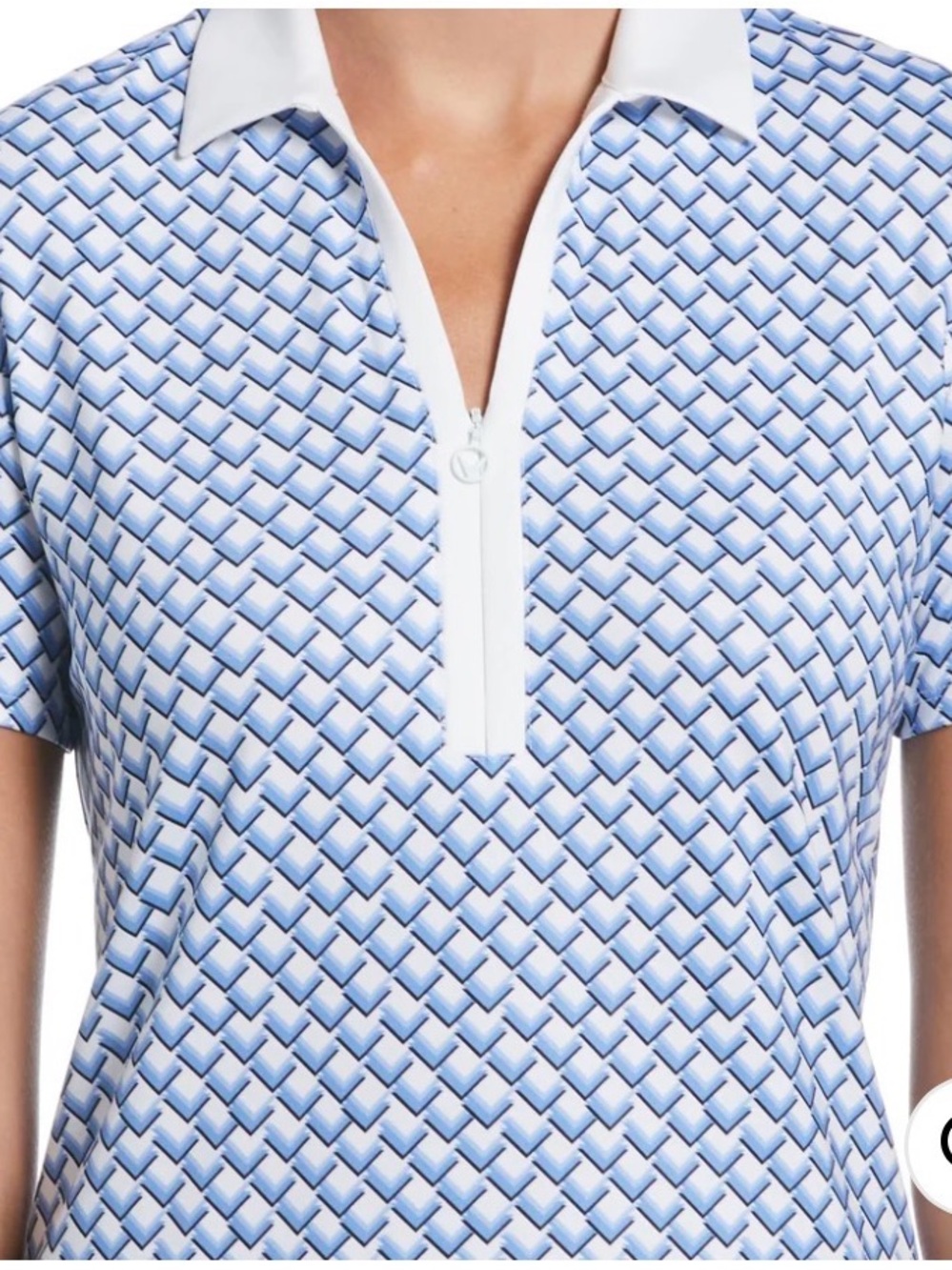 Callaway- WOMENS CHEVRON GEO PRINT GOLF POLO WITH SPLIT ZIP PLACKET. Size XL.